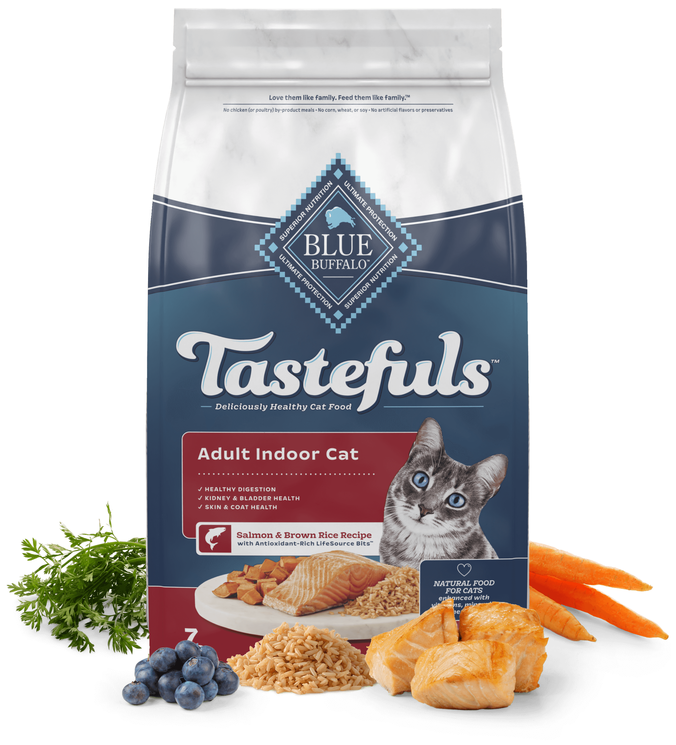 BLUE Indoor Health Salmon & Brown Rice Recipe for Adult Cats, 7 lb