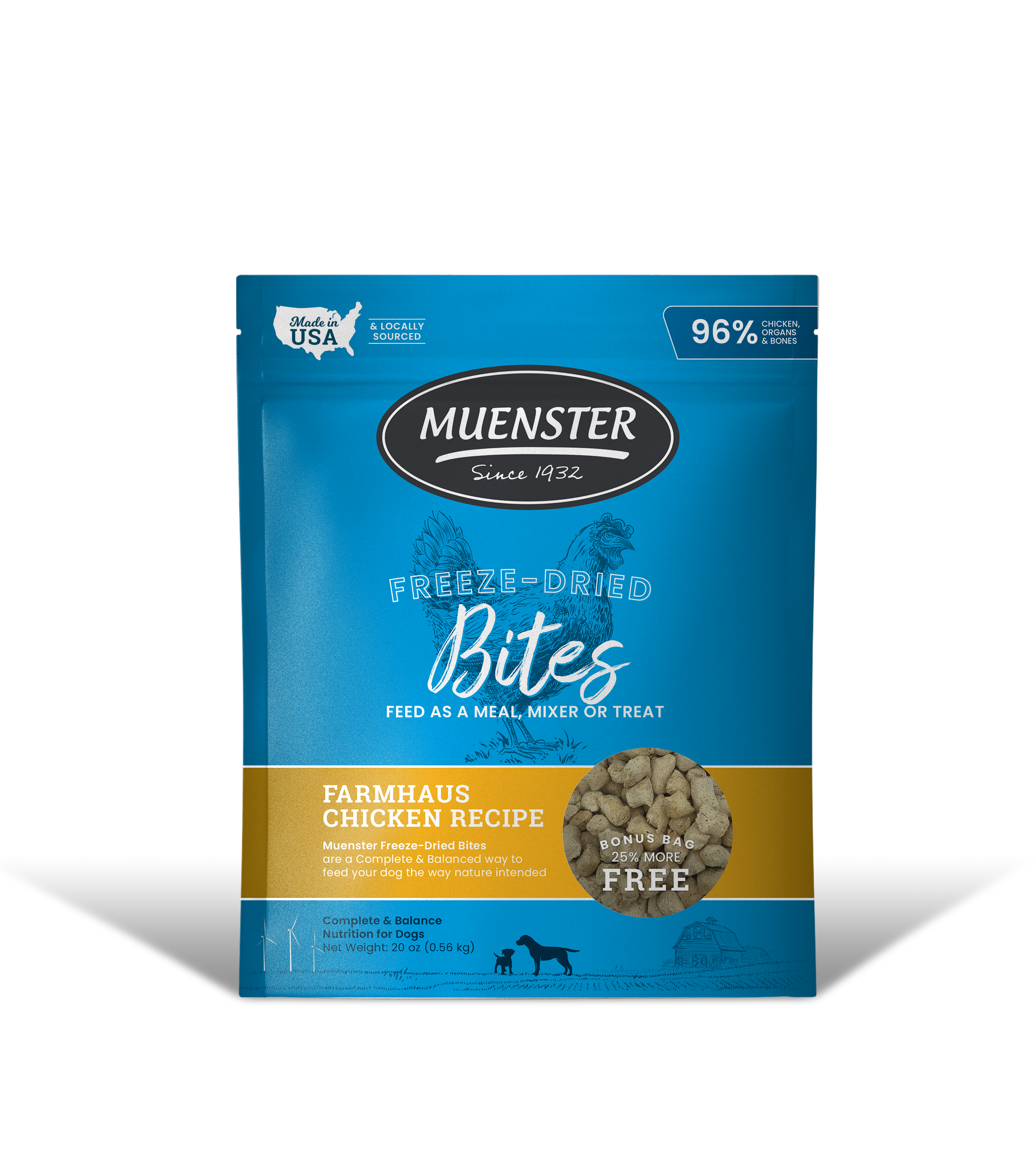 Muenster Freeze-Dried Bites Farmhaus Chicken Recipe for Dogs