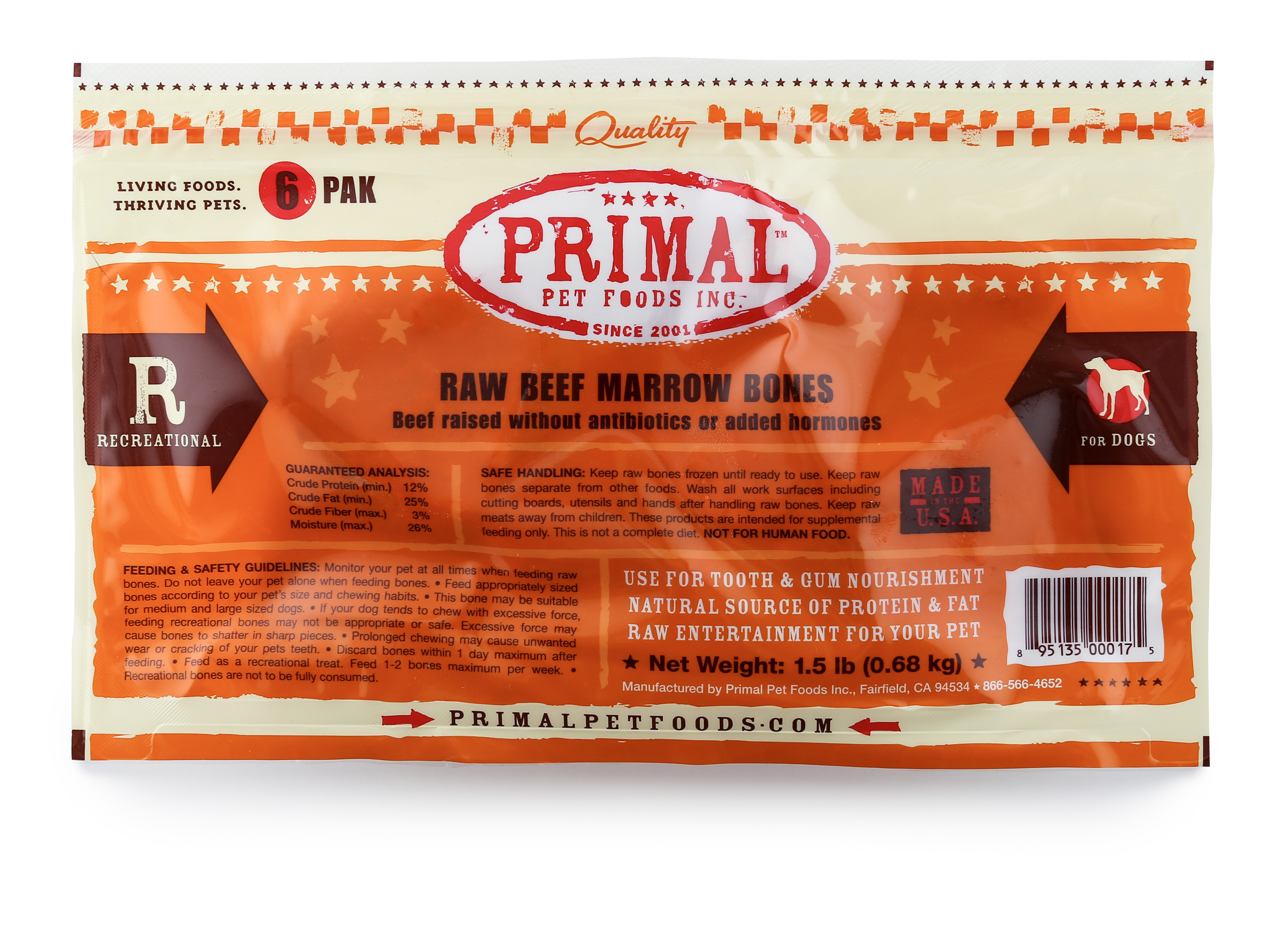 Primal Raw Recreational Bones - 6 pack