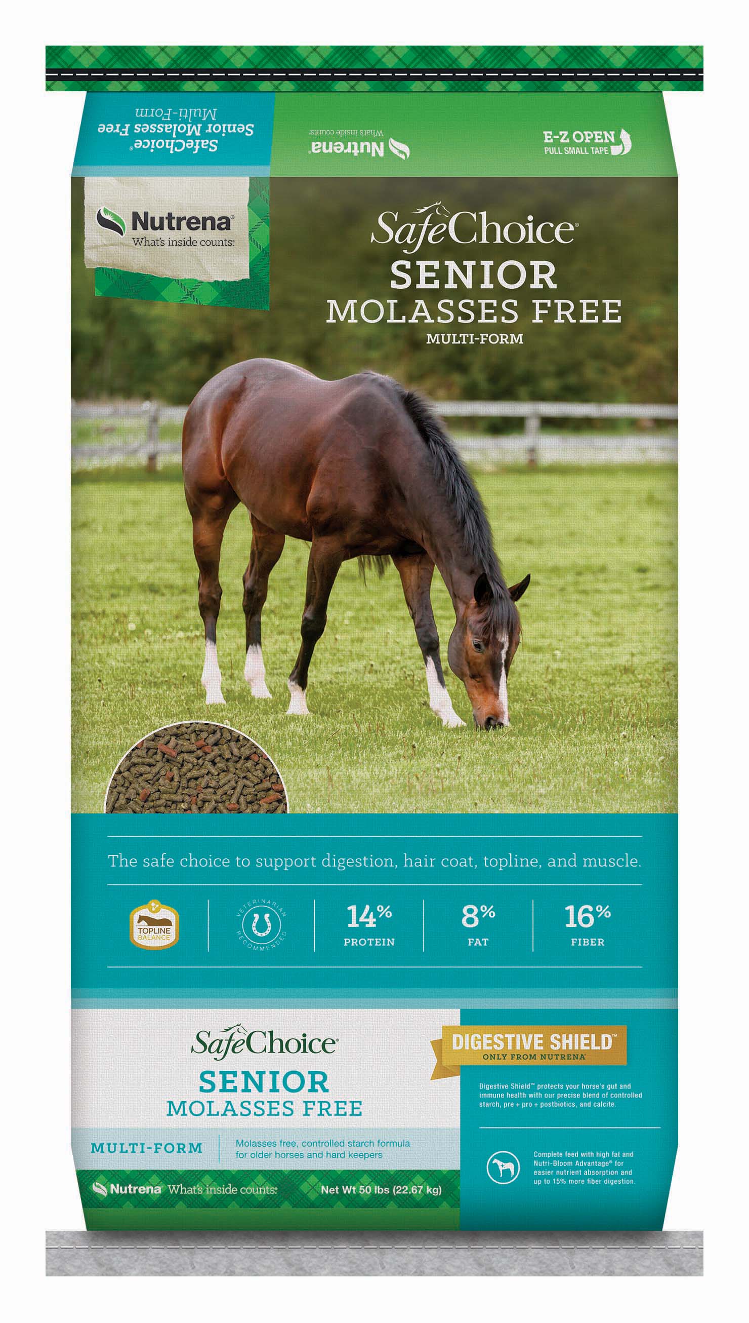 Nutrena SafeChoice Senior Molasses Free Horse Feed, 50 lbs