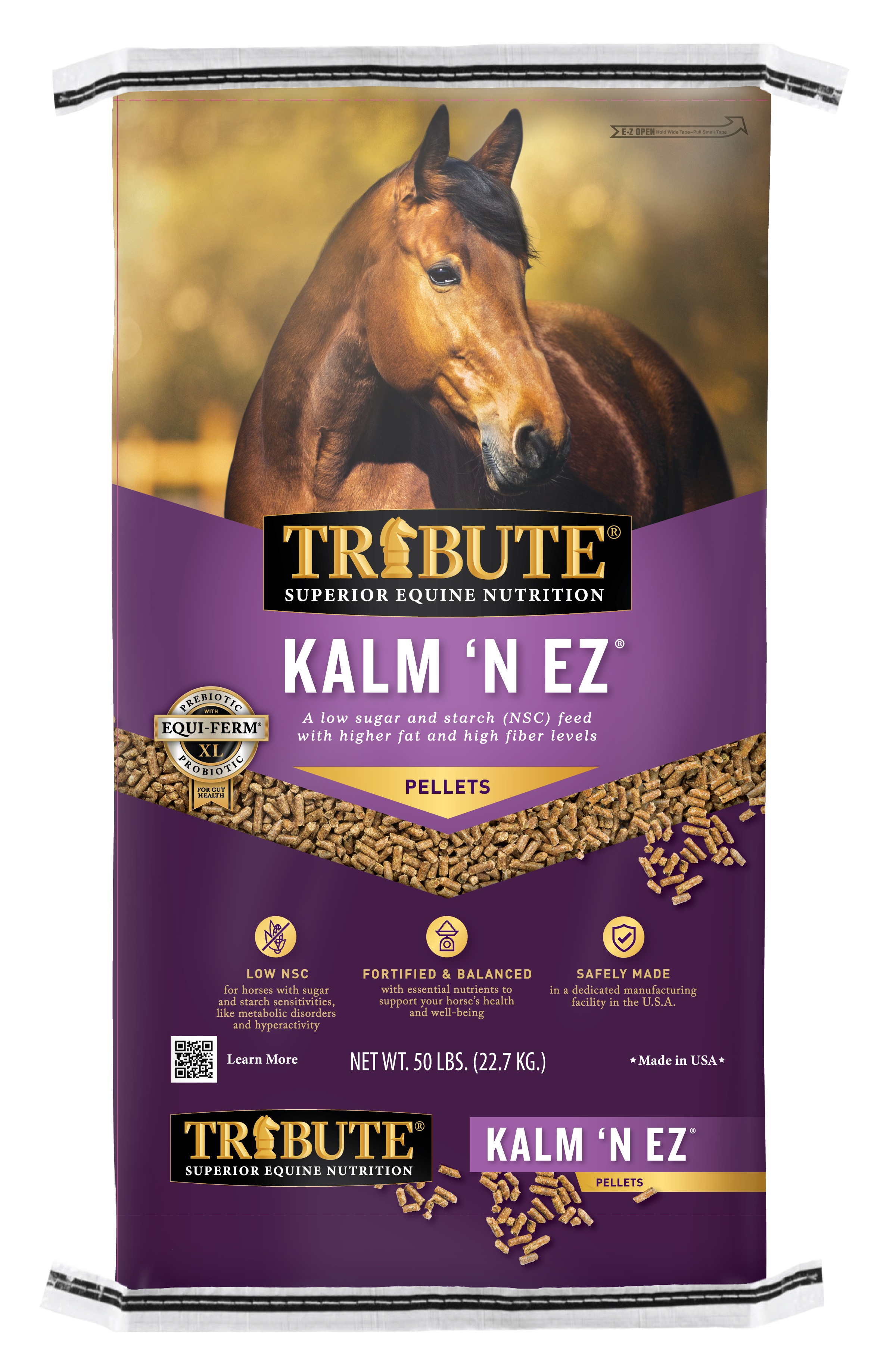 Tribute Kalm 'N EZ Pelleted Horse Feed, 50 lbs