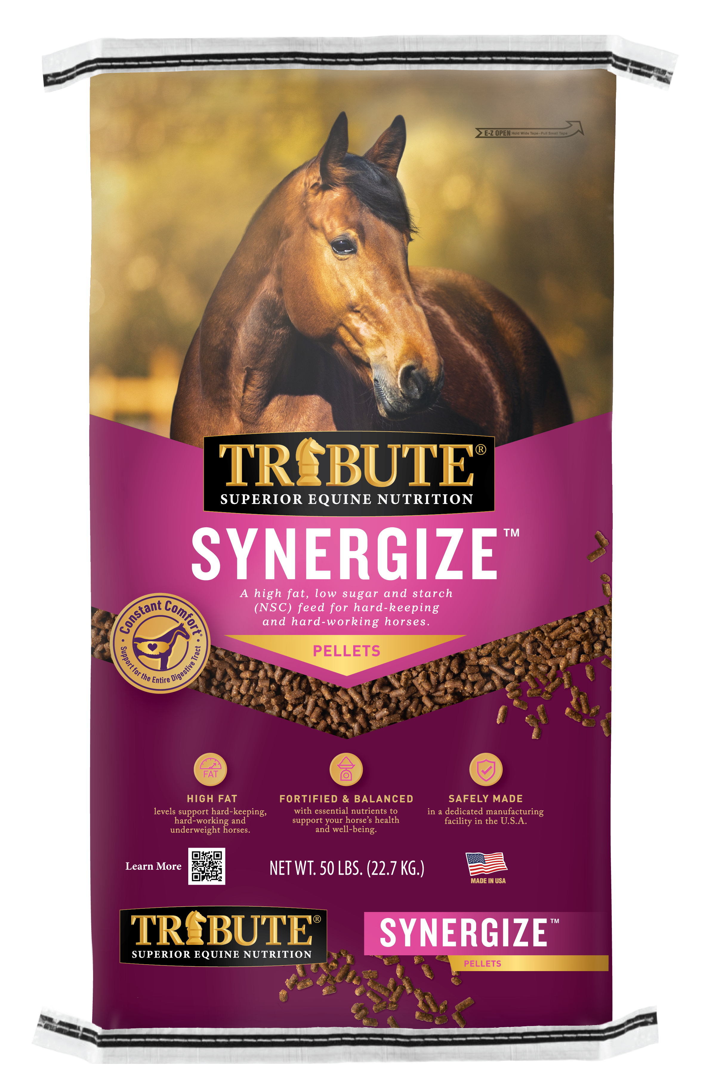 Tribute Synergize Low NSC, High Fat Horse Feed, 50 lbs