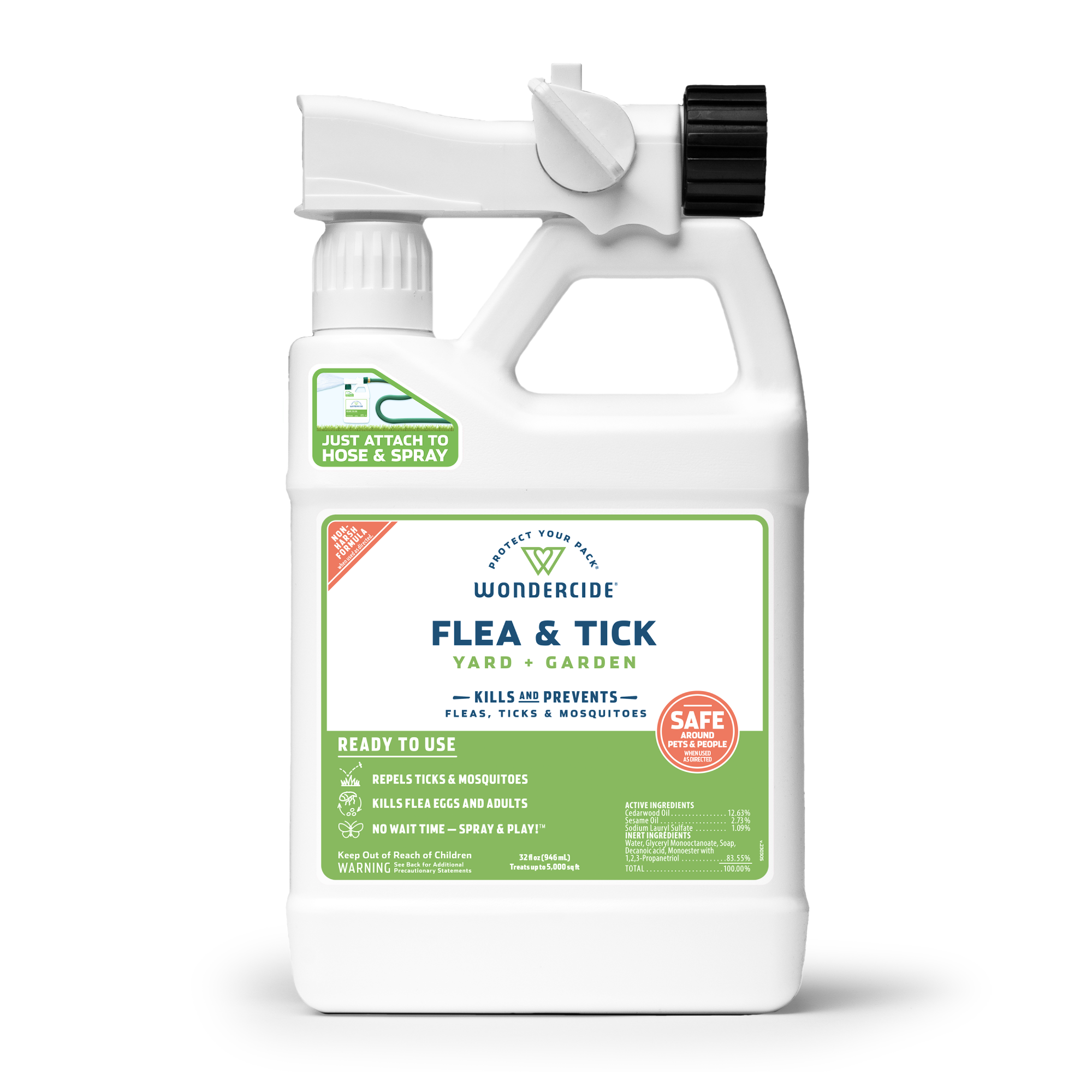 Wondercide Ready-To-Use Flea & Tick Spray for Yard & Garden, 32 oz