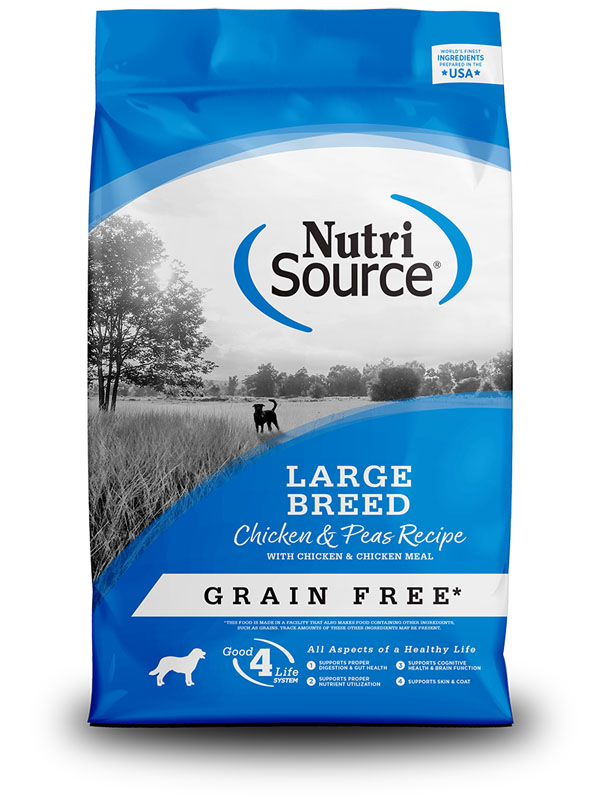 NutriSource Large Breed Chicken & Pea Grain Free Dog Food, 26 lbs