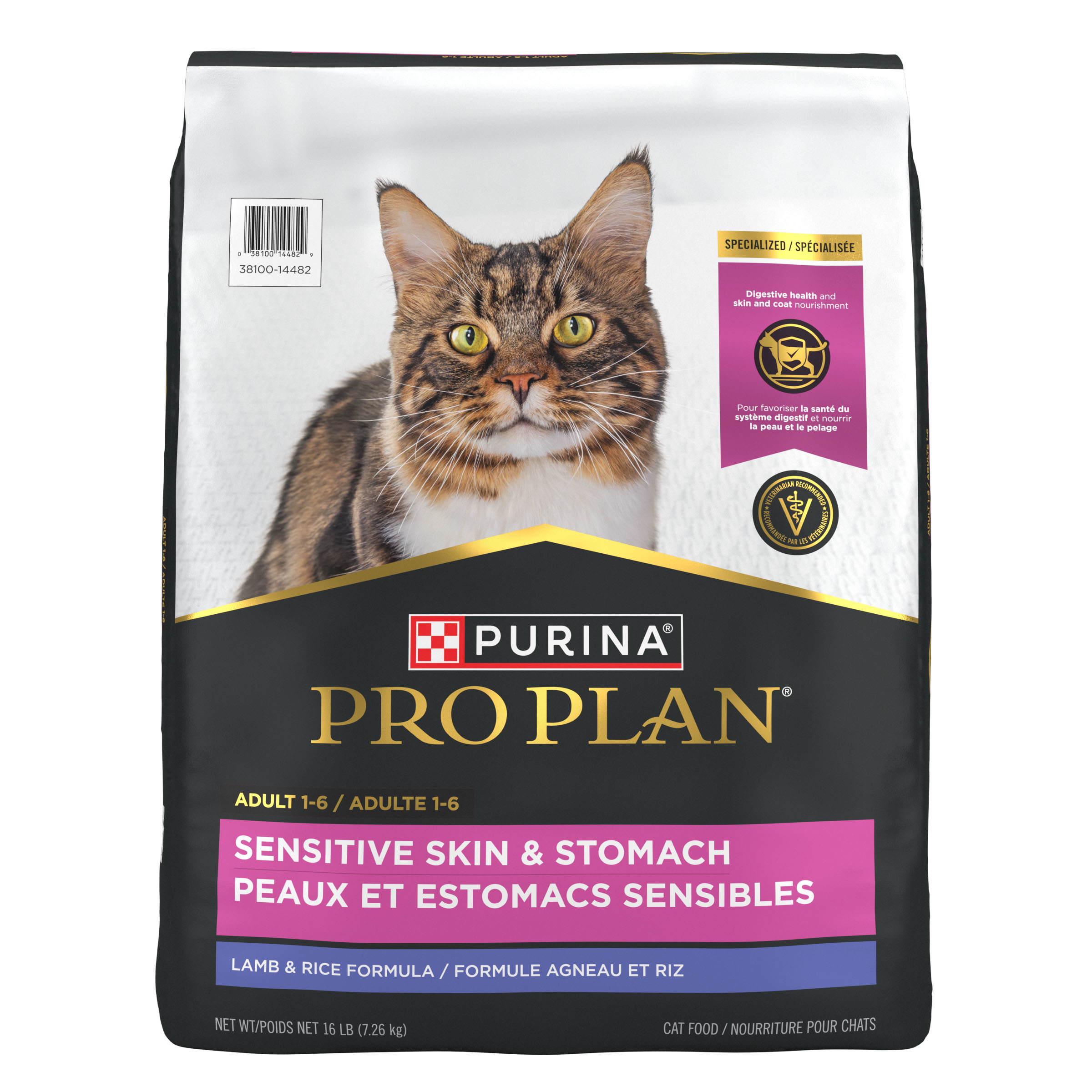 Purina Pro Plan Sensitive Skin & Stomach Cat Food - Lamb & Rice, 16 lbs