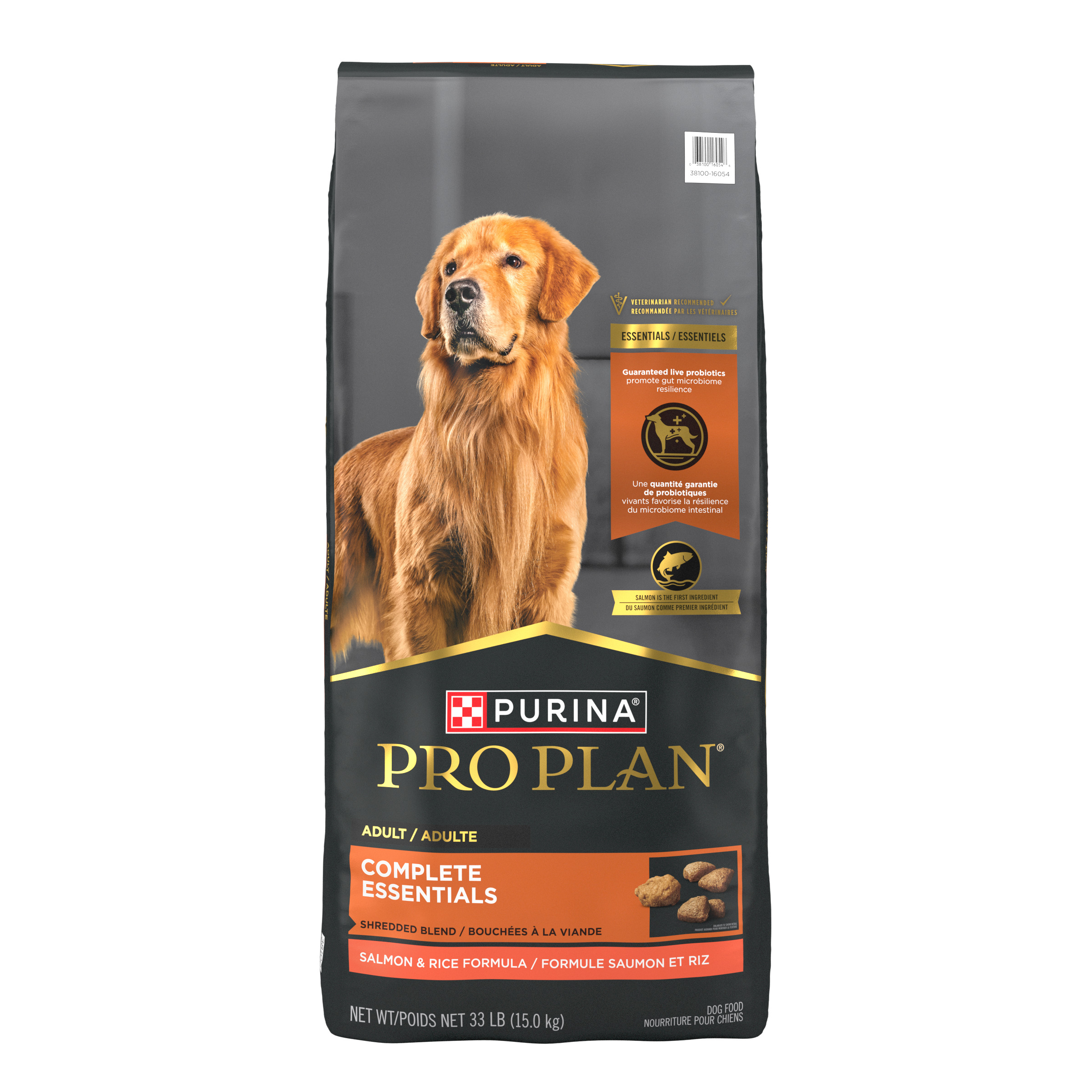 Purina Pro Plan Complete Essentials Shredded Blend Salmon & Rice Dog Food, 33 lbs