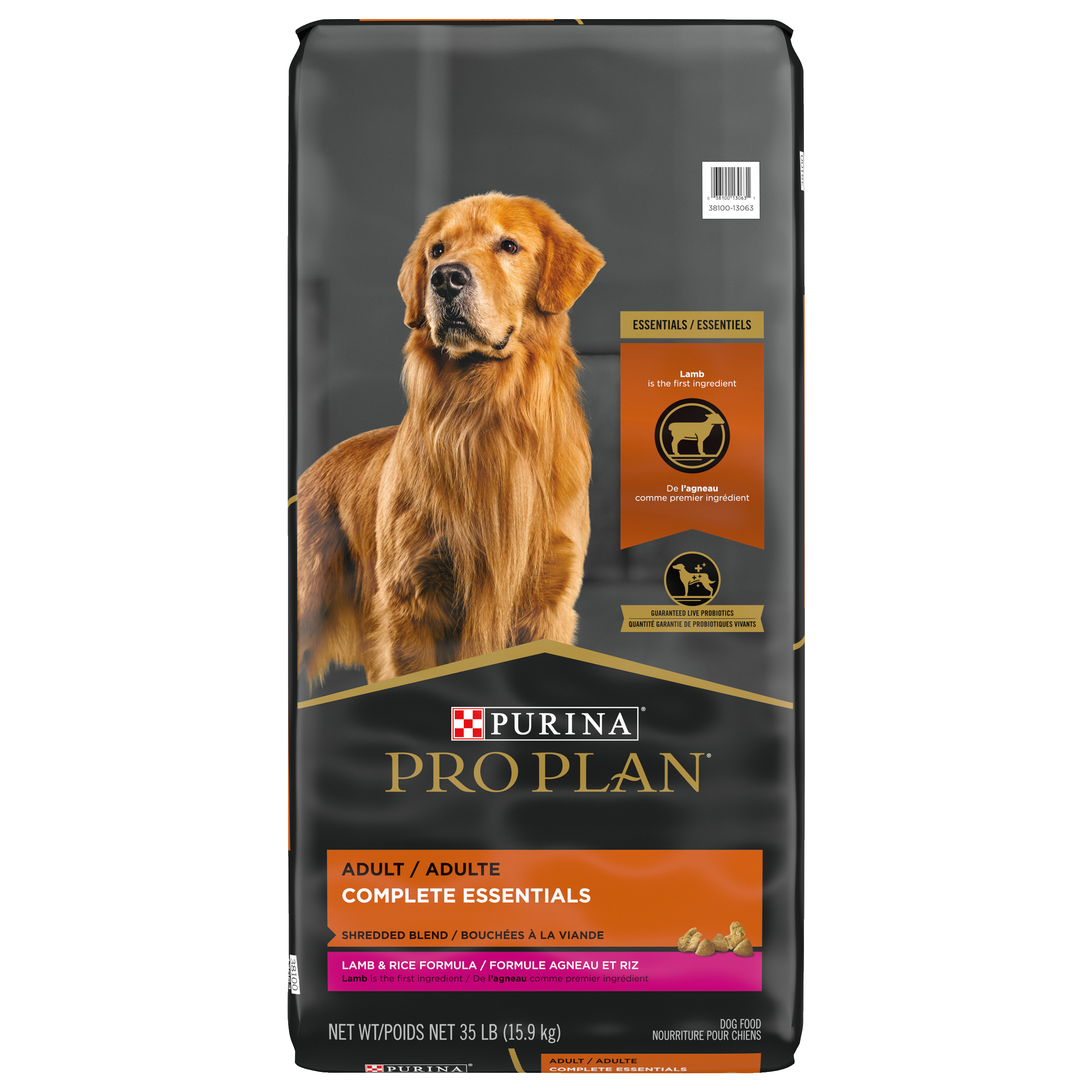 Purina Pro Plan Complete Essentials Shredded Blend Lamb & Rice Dog Food, 35 lbs