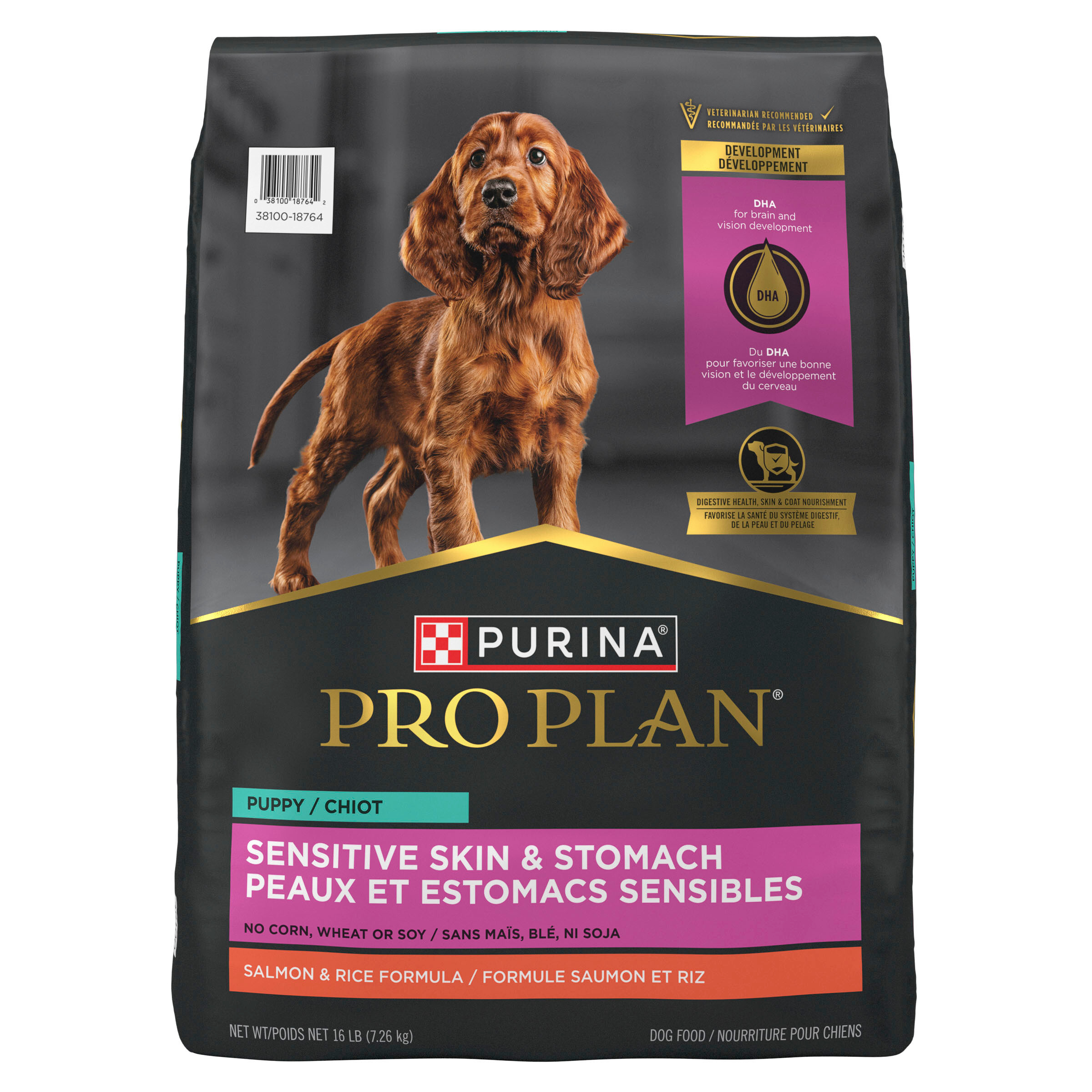 Purina Pro Plan Sensitive Skin & Stomach Salmon & Rice Puppy Food, 16 lbs