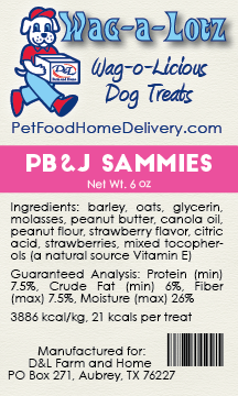 D&L Wag-a-Lotz PB&J Sammies, 6 oz